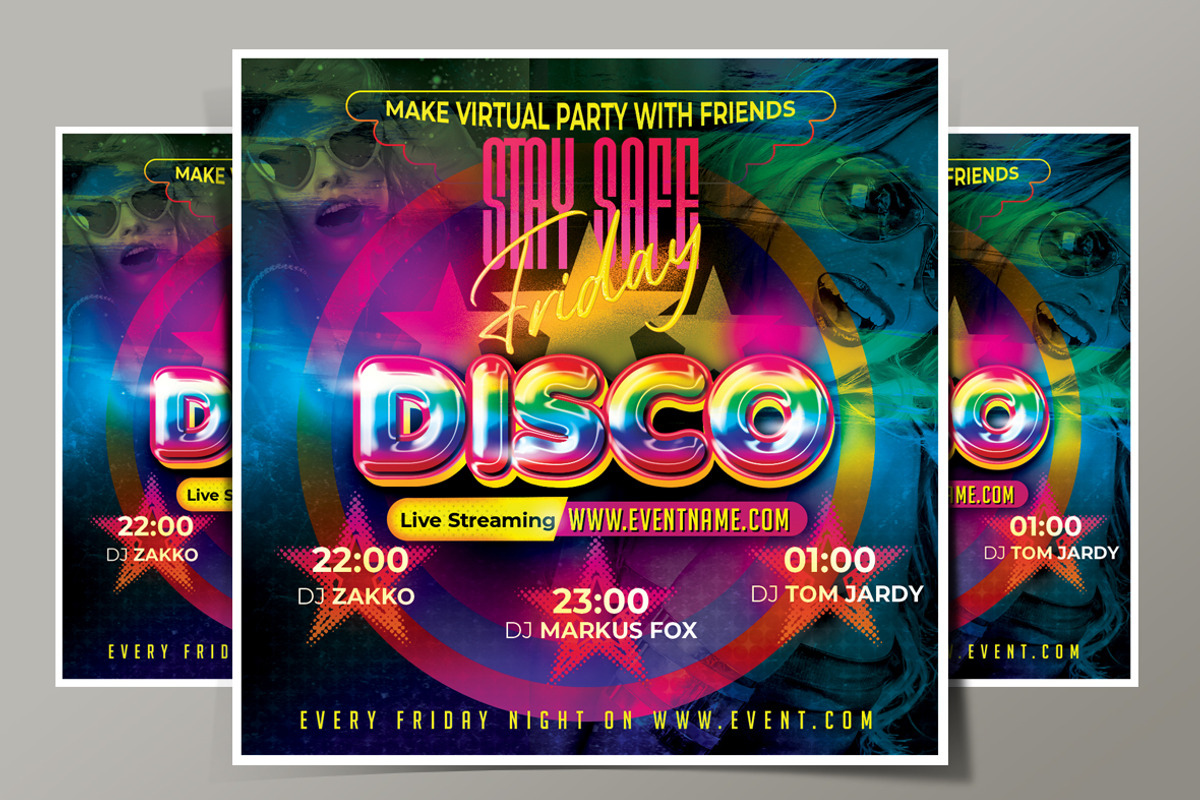 Disco Friday Flyer, a Flyer Template by k-project design