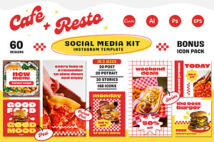 Canva | Restaurant Instagram Kit, a Social Media Template by Jiwstudio