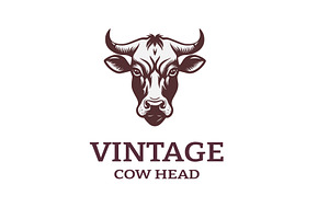 Vintage Cow Head Logo Design