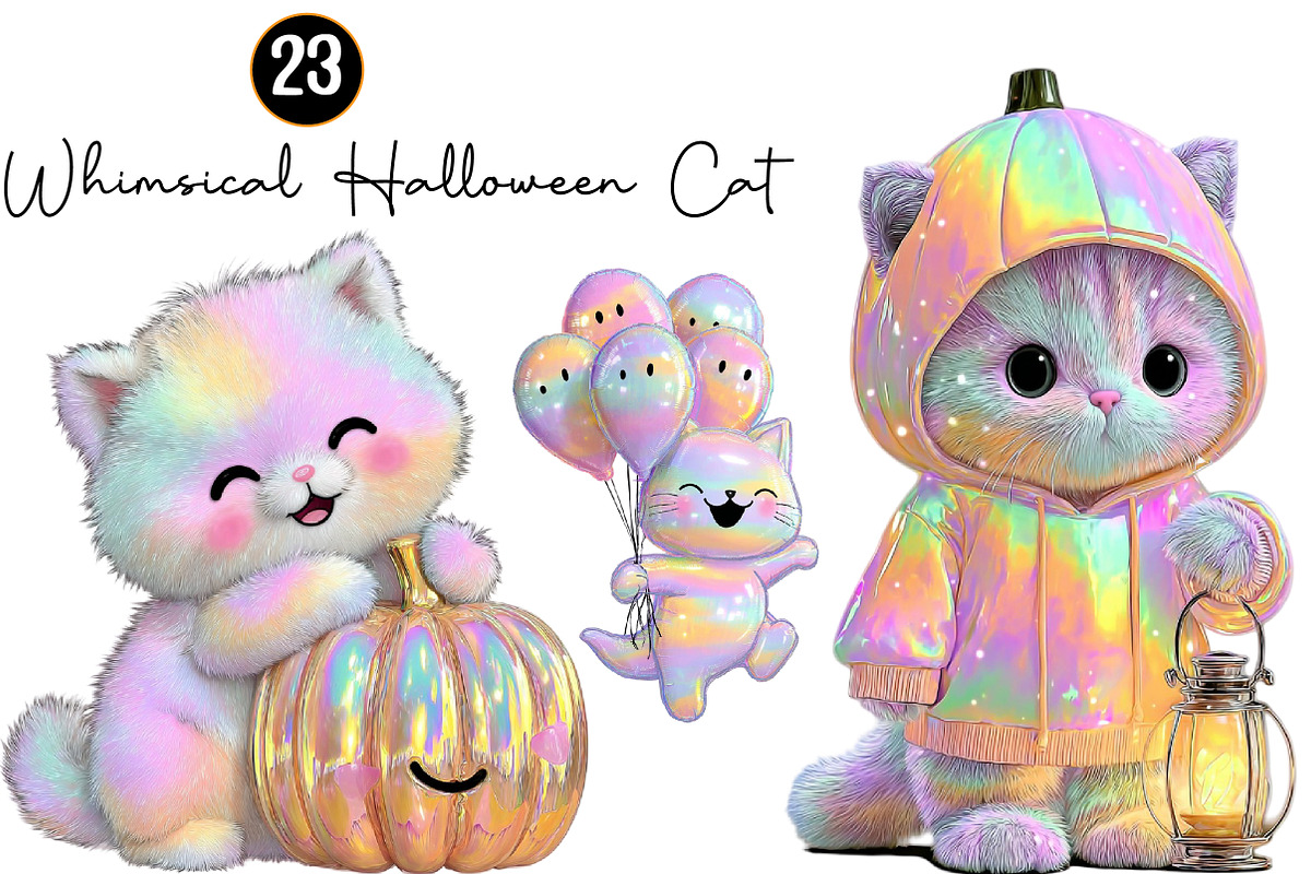 Whimsical Halloween Cat Clipart, a Seasonal Illustration by DreamArtGraphic (Photo 1 of 5)