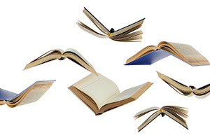 A flock of flying paper books