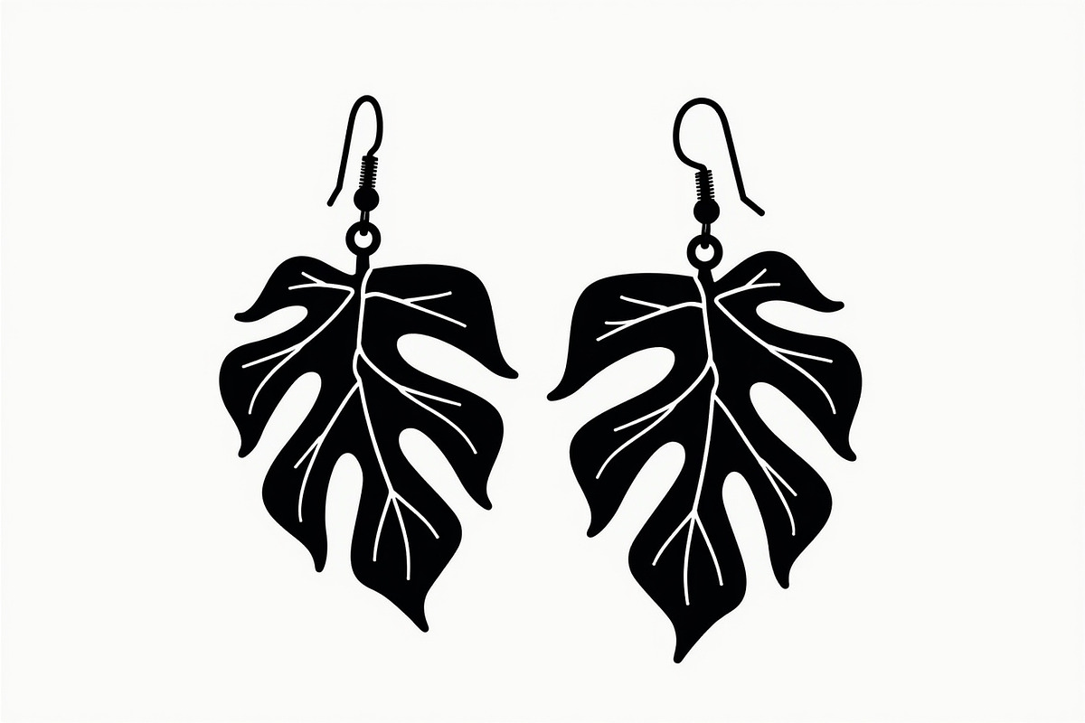 Leaf Earring Silhouette Bundle, an Object Graphic by abu67222 (Photo 2 of 16)
