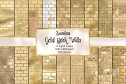 Gold Brick Walls Digital Paper, a Texture Graphic by Digital Curio (Thumbnail 1 of 7)