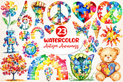 Watercolor Autism Awareness PNG, an Illustration by Dream Creation (Thumbnail 1 of 5)