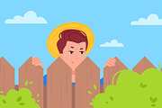 Fence peeking. Neighbor peeks behind, a Person Illustration by Stock-Smart-Start (Thumbnail 3 of 3)