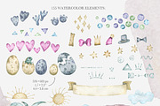 Watercolor cute dinosaurs set, an Animal Illustration by OrangePeafowlArt (Thumbnail 4 of 11)