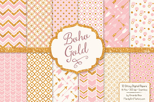 Soft Pink Glitter Patterns, a Pattern Graphic by Amanda Ilkov