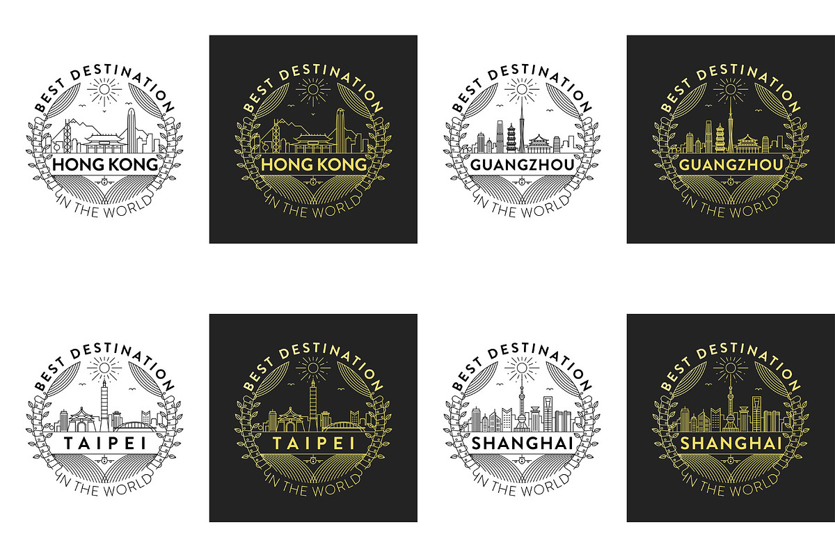 44 Linear City Badges, an Outline Icon by Kursat Unsal (Photo 13 of 25)