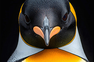 King penguin portrait with vivid yellow and orange plumage, an Animal Photo by GoodGoods