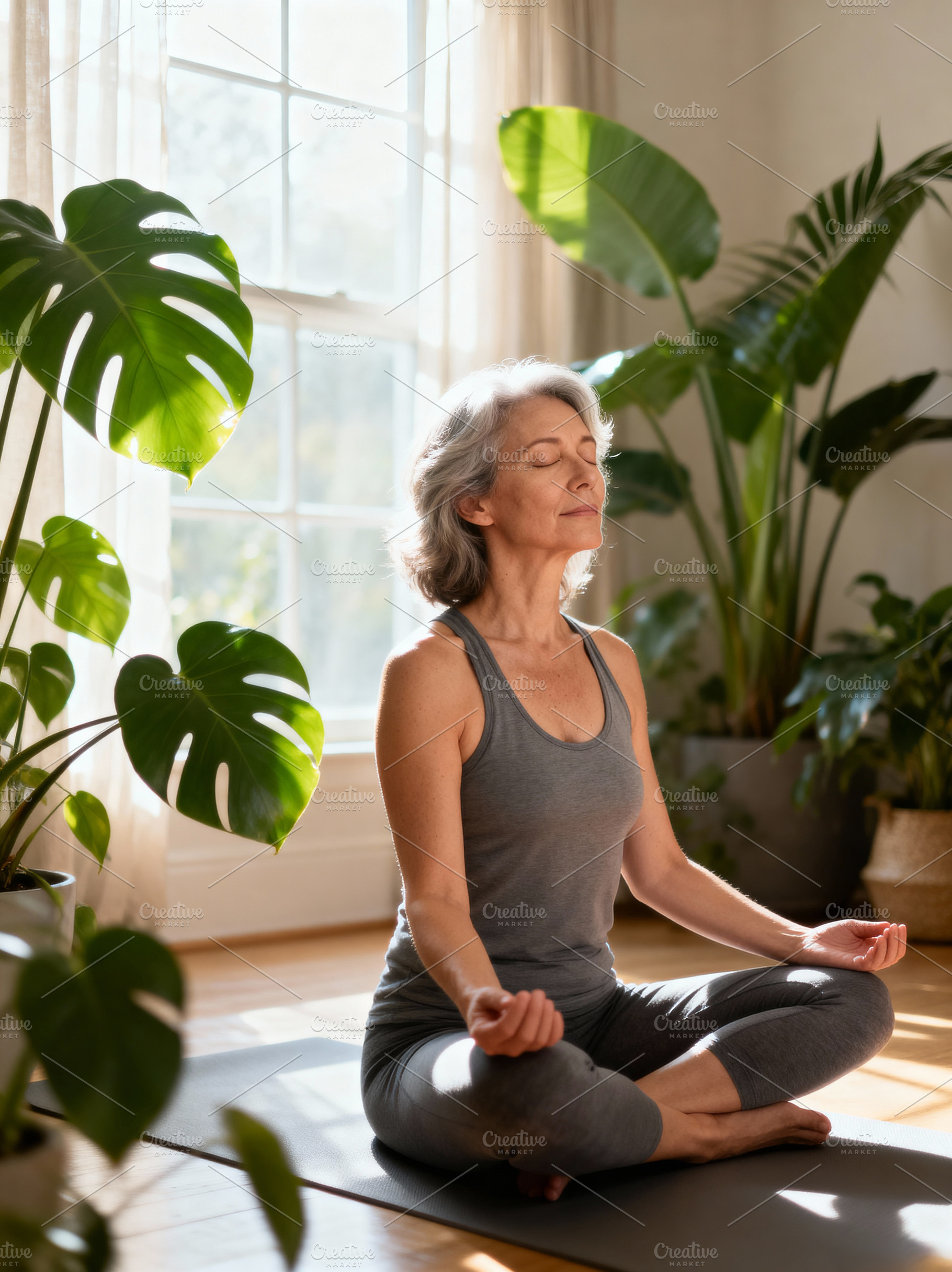 Serene Senior Woman Meditating, a Sports & Recreation Photo by Virgo Studio