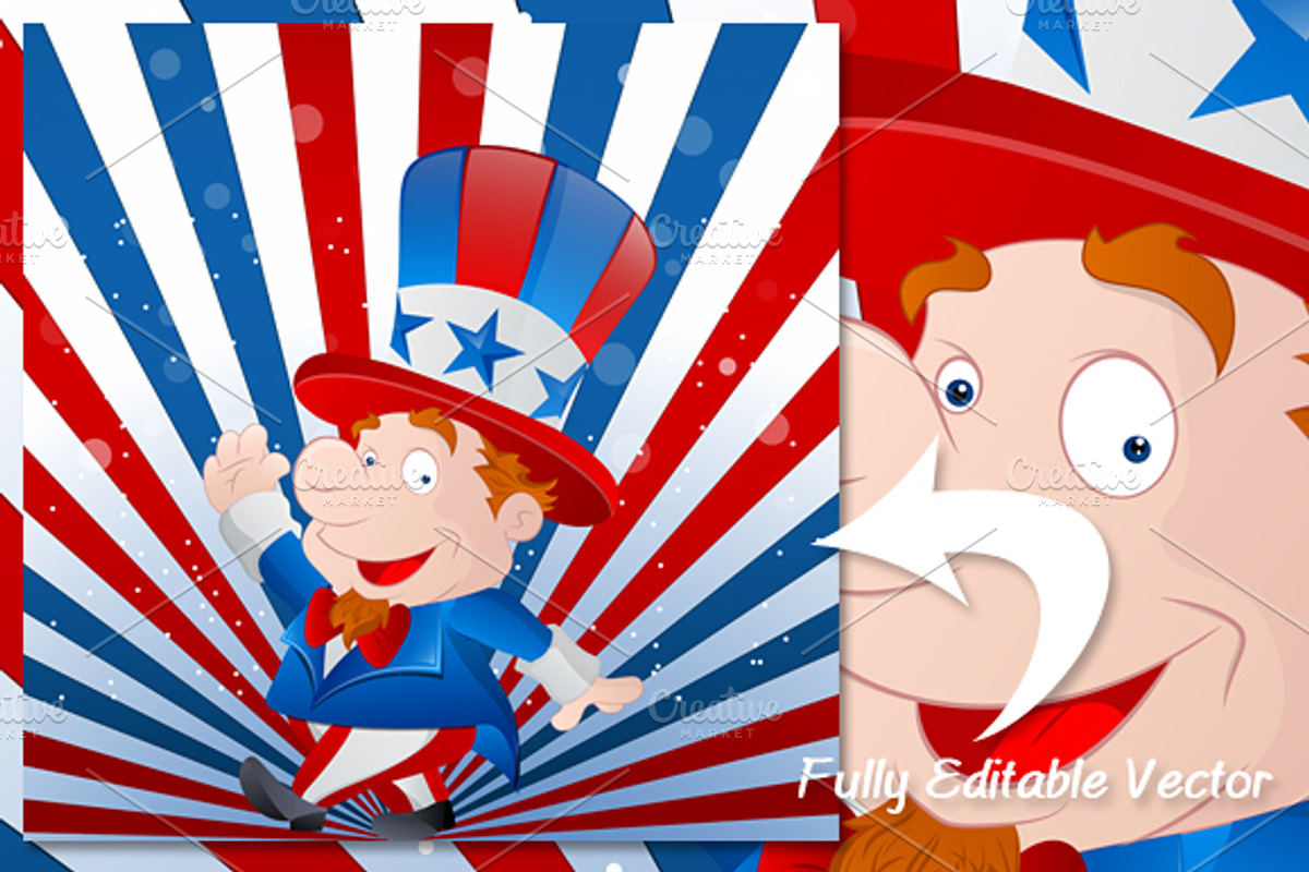 Cute Uncle Sam - 4th of July Vector