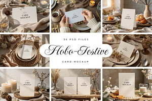 36 Hobo Festive Card Mockup, a Product Mockup by Pure Design