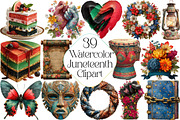 Watercolor Juneteenth Clipart, an Illustration by DreamPrint404 (Thumbnail 1 of 5)