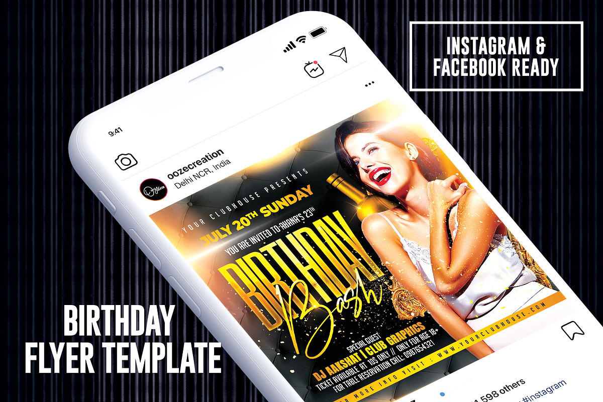 Birthday Flyer Template, a Templates & Theme by MithilaCreation (Photo 4 of 5)