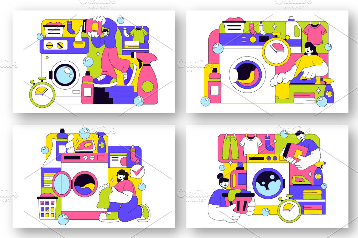 10 Laundry Room Vector Illustration, an Object Illustration by denayunebgt (Photo 3 of 4)