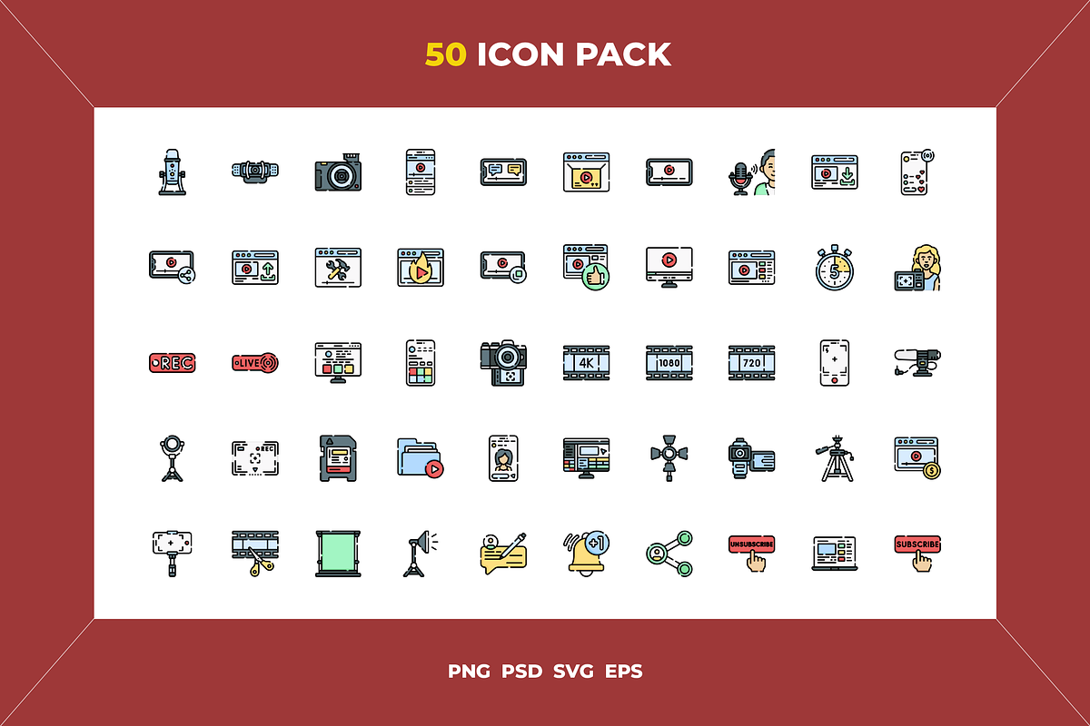 Videoblog icons, an Outline Icon by Wencory (Photo 1 of 2)