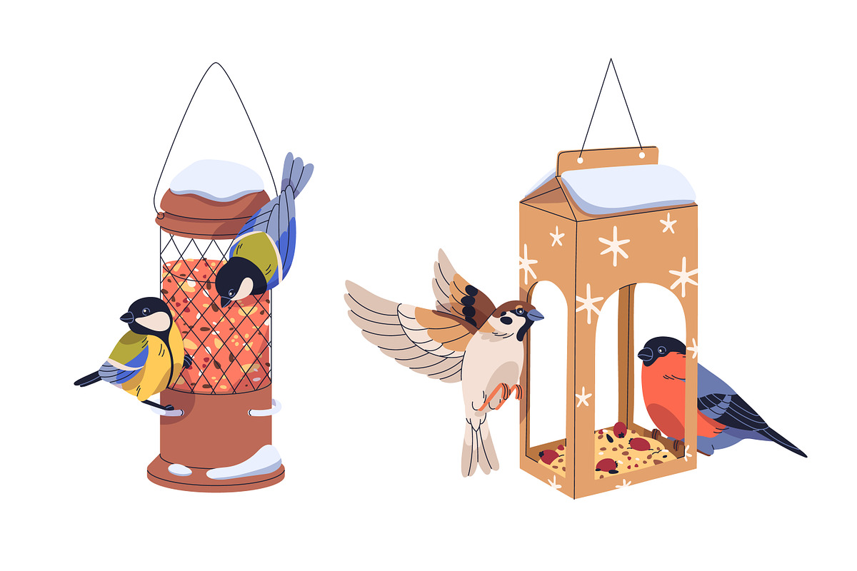 Bird feeders, houses for birds set, an Animal Illustration by Good Studio (Photo 2 of 4)