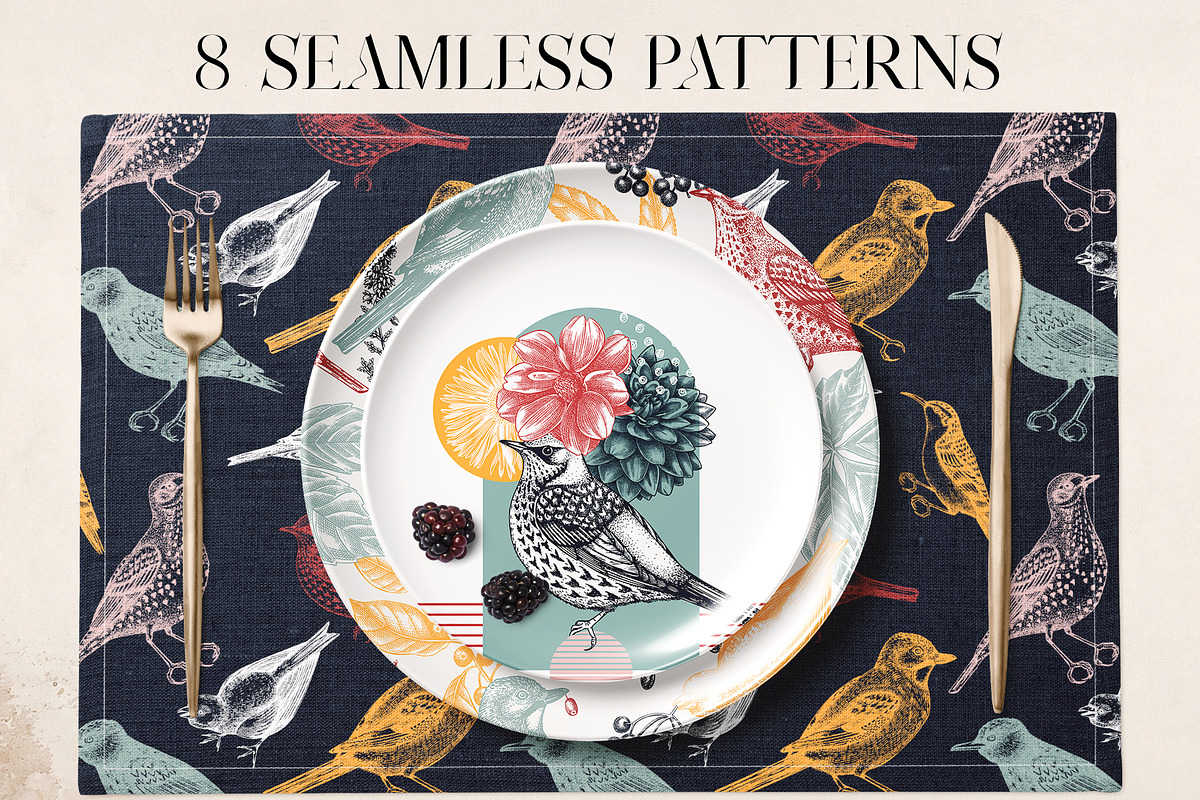 Autumn Flowers & Birds Vector Set, an Object Graphic by Yevheniia (Photo 7 of 8)