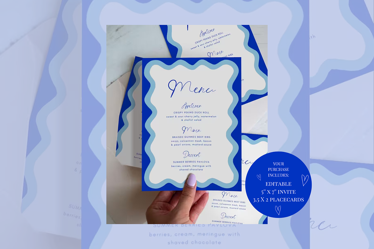 Wavy Menu Template, a Stationery Template by ForeverPrint (Photo 2 of 11)