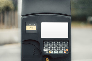 Parking terminal with screen mock-up, a Technology Photo by SkyNext