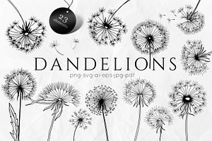Dandelion Line Art SVG Bundle