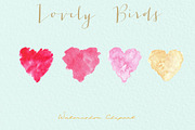 Valentines  birds.watercolor clipart, an Illustration by LABFcreations (Thumbnail 3 of 6)