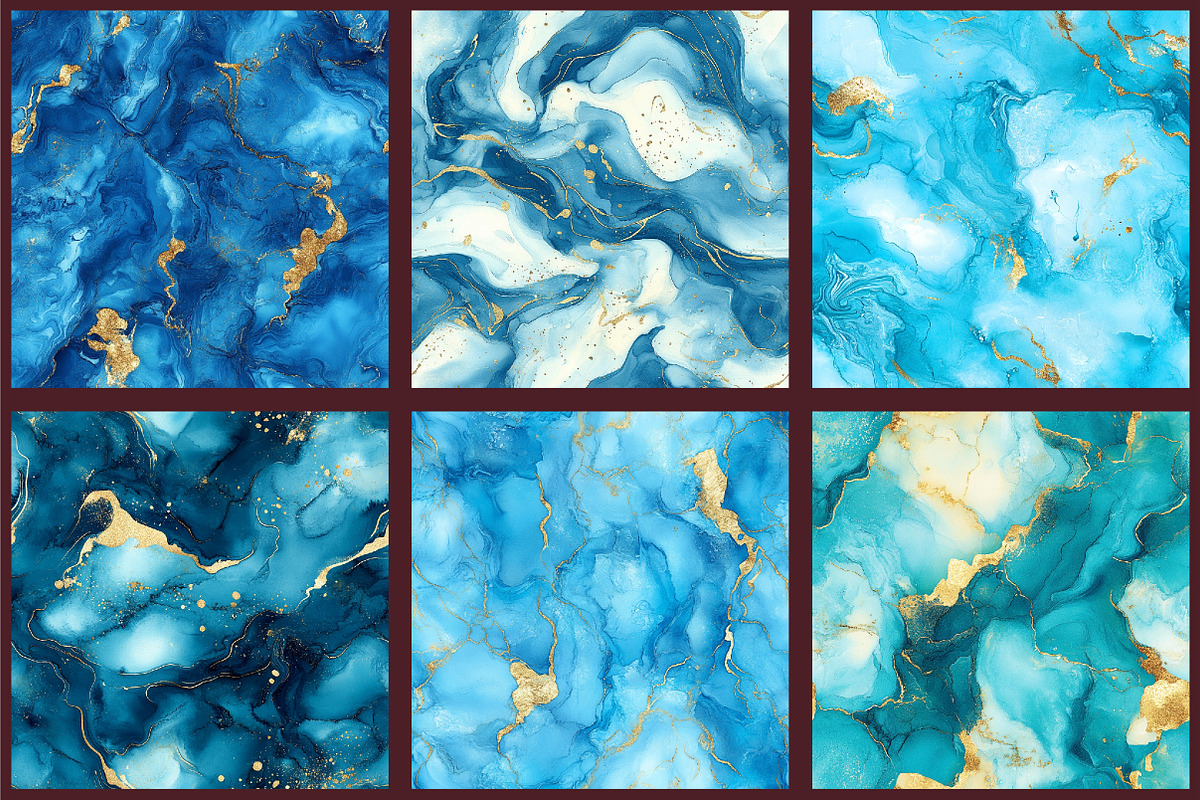 Blue Ink and Gold Foil Digital Paper, a Pattern Graphic by designcity5 (Photo 3 of 5)