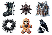 Gothic Christmas clipart bundle, an Illustration by SinaCreation (Thumbnail 3 of 7)