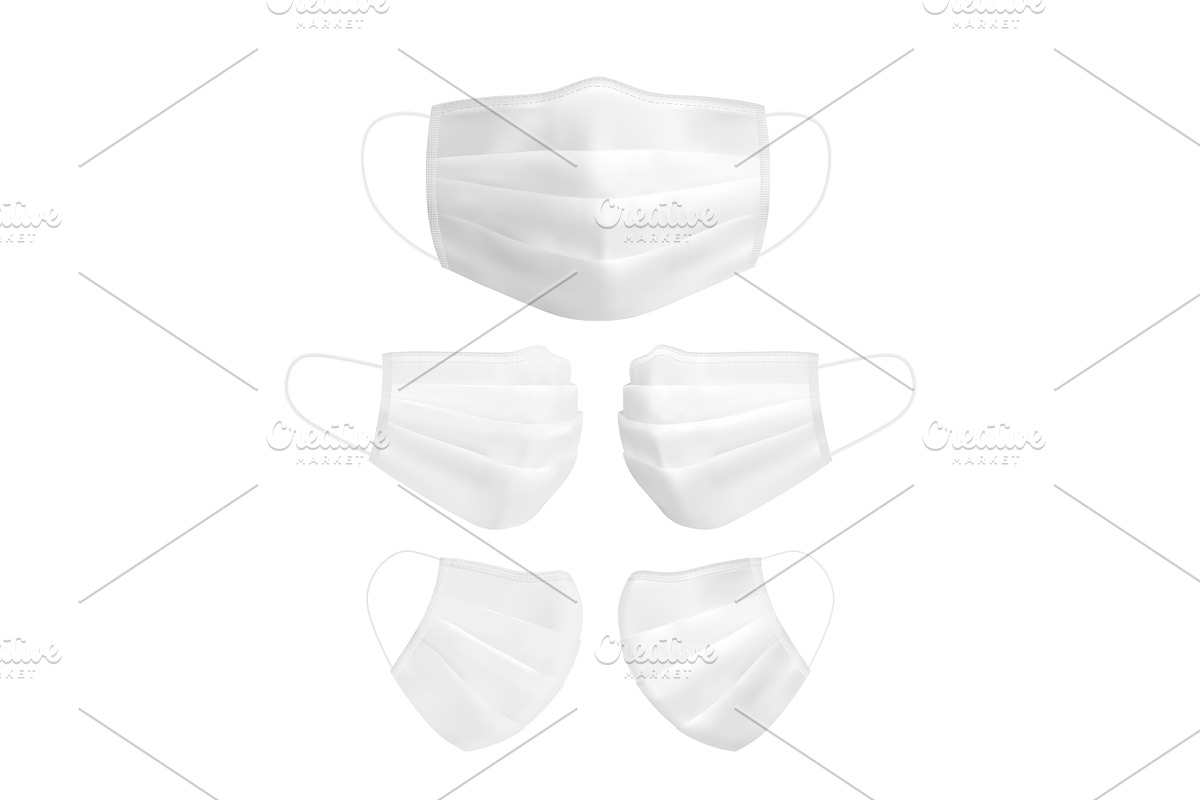White medical mask. Vector image, a Mask Mockup by Kseniia_designer's shop (Photo 2 of 3)