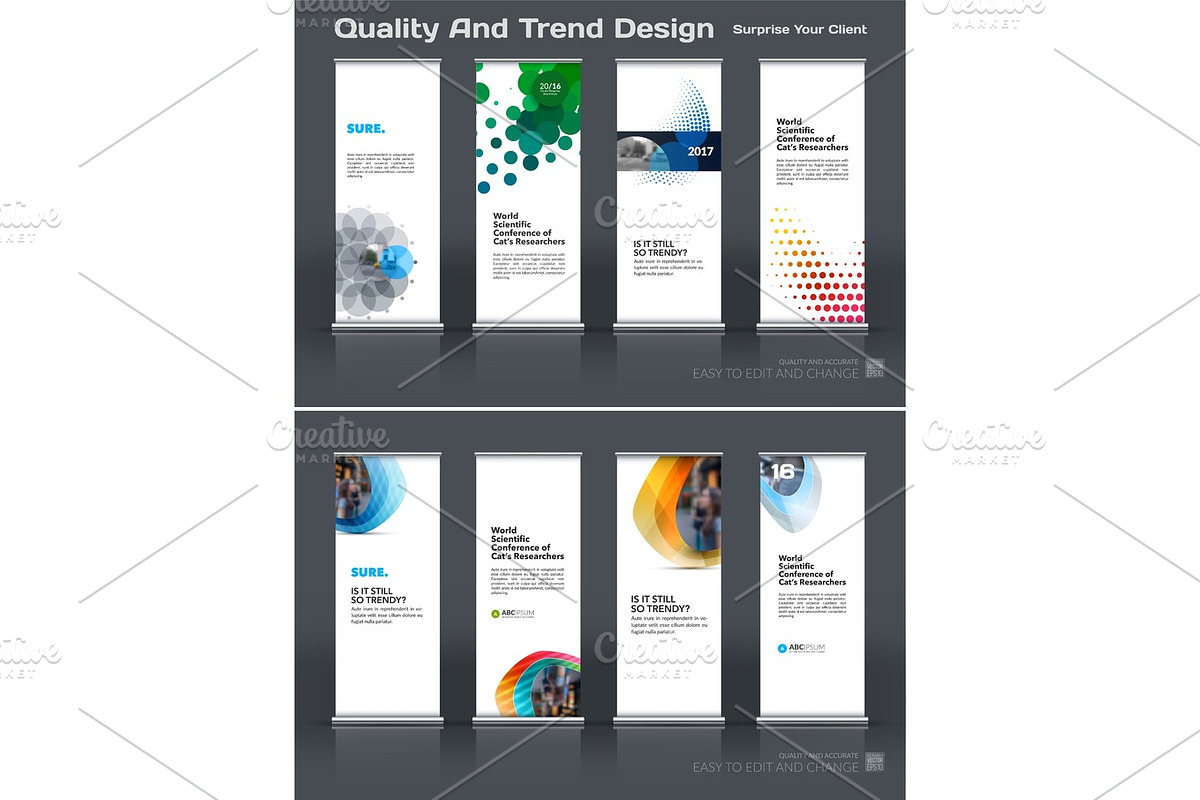 Abstract business vector set of modern roll Up Banner stand desi, a Technology Illustration by Diamond Graphics | EPS 10