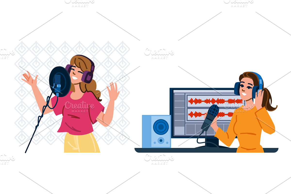 musician singer woman vector, a Person Illustration by pikepicture