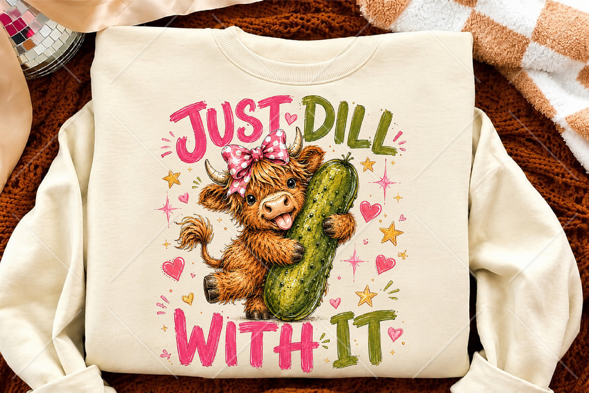 Just Dill with Pickle Highland Cow, a Seasonal Illustration by Canvas Craft (Photo 4 of 6)
