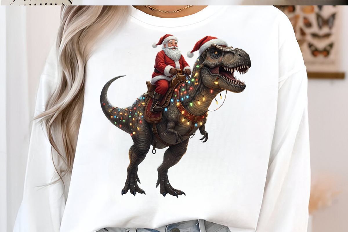 Dinosaur T-Rex Christmas Santa PNG, an Illustration by SinaCreation (Photo 3 of 7)