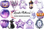 Watercolor Lavender Halloween Clipar, an Illustration by Daily.Designs (Thumbnail 1 of 5)
