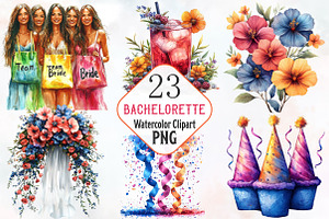Bachelorette Watercolor Cliparts, an Illustration by RobertsArt