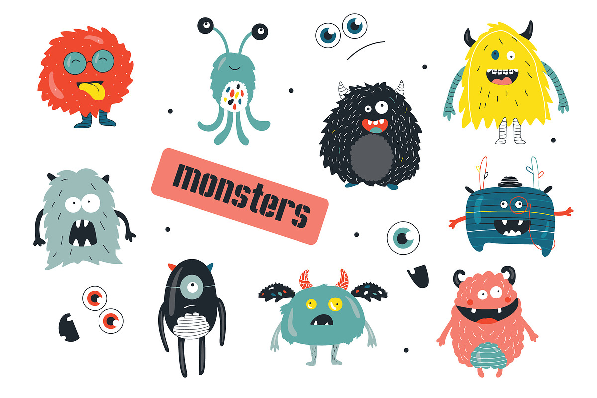 Monsters pattern, a Pattern Graphic by narinadraban (Photo 1 of 3)