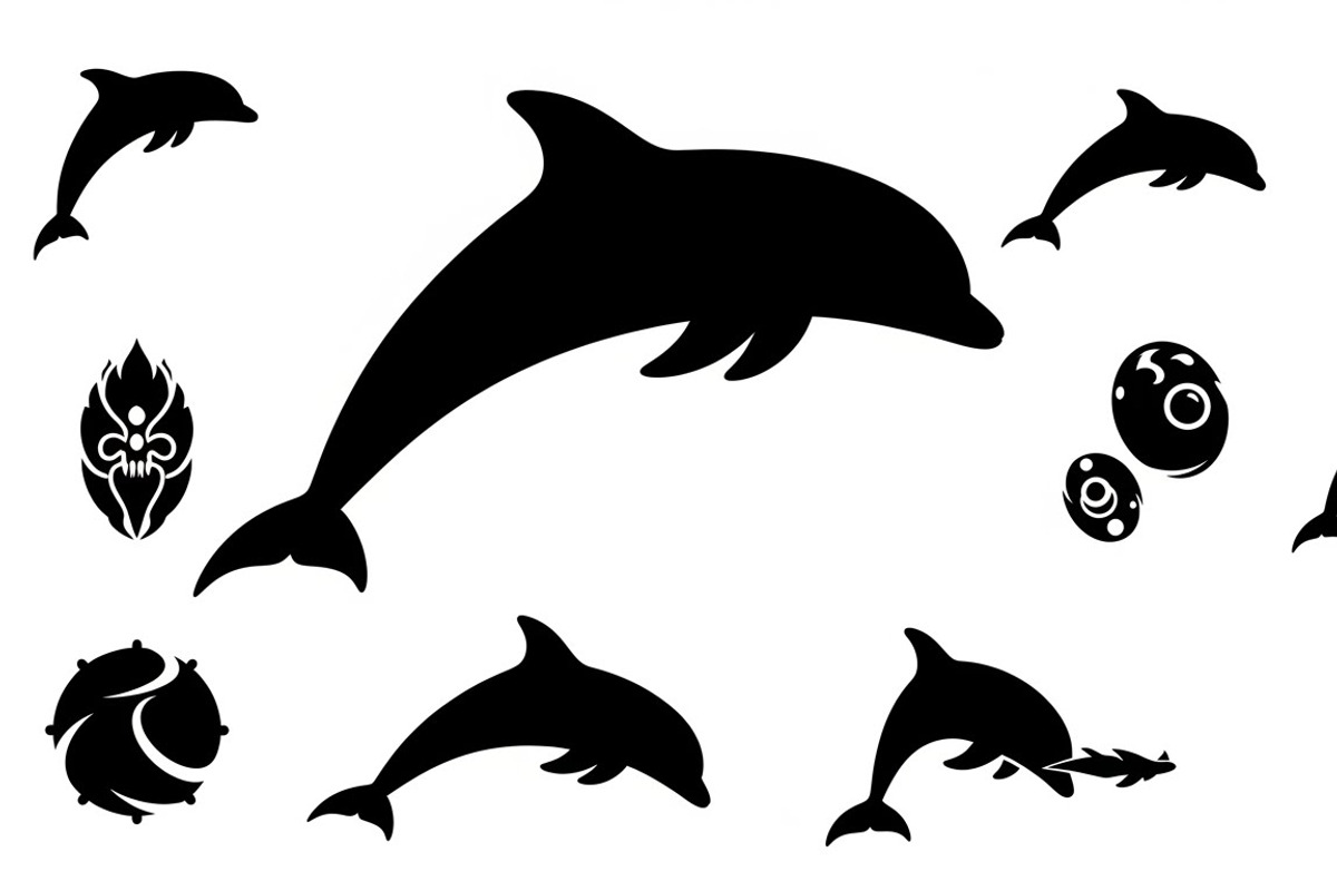 dolphin jumping silhouettes, an Illustration by Amazin_art (Photo 7 of 31)