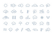 Weather forecast icons, line art set, an Outline Icon by Good Studio (Thumbnail 1 of 7)