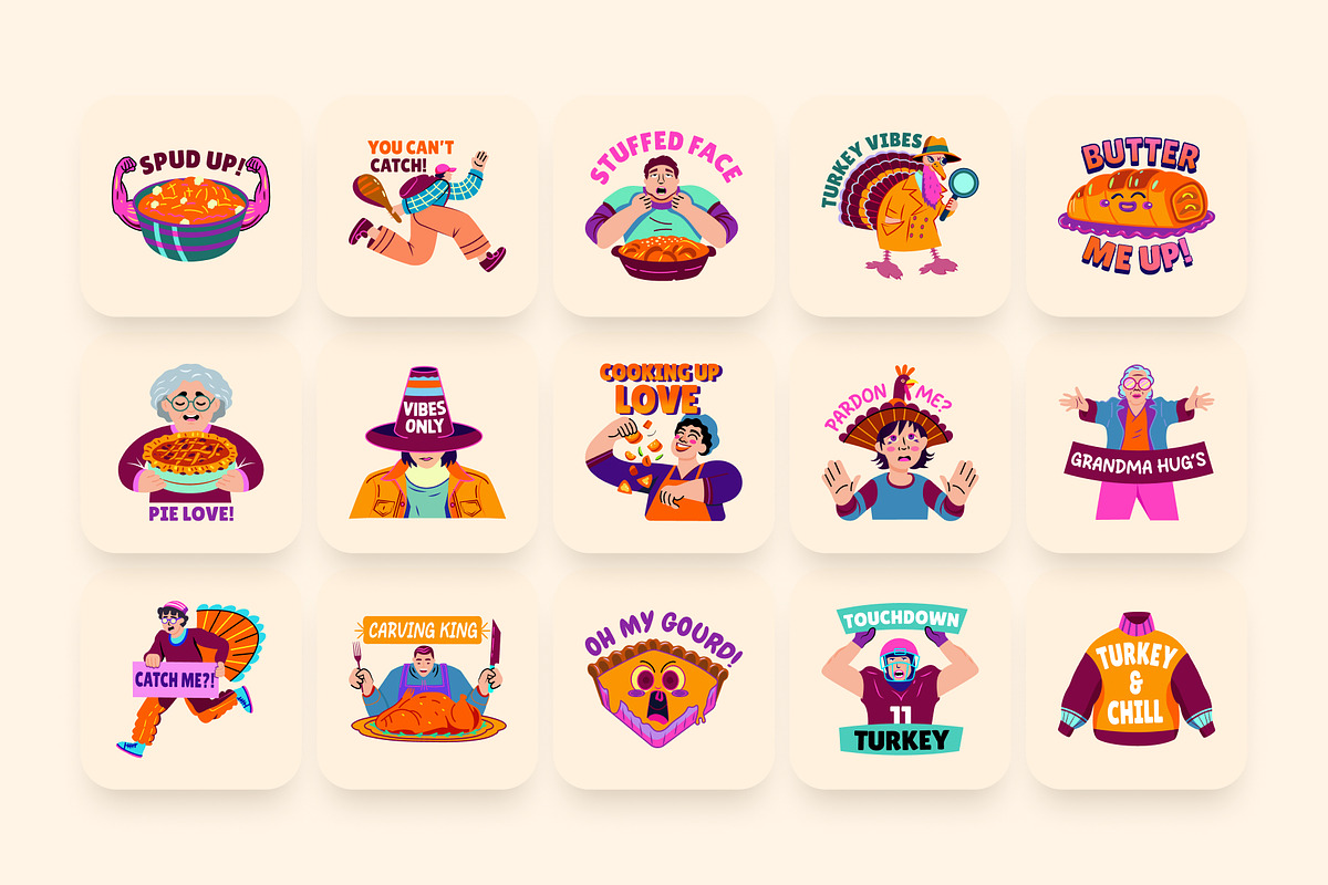 Thanksgiving Stickers Set, an Emoji Icon by Brickclay (Photo 5 of 8)
