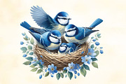 Watercolor Blue Birds Nest Clipart, an Illustration by CraftArtStudio (Thumbnail 3 of 3)