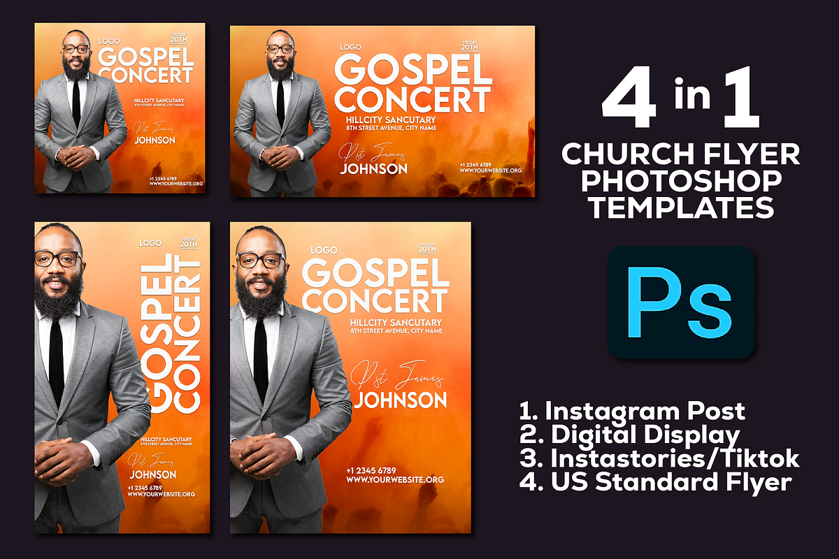4 in 1 Church Flyer Template