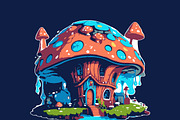 mushroom house Dripping t shirt, a Print Template by RAHMAT (Thumbnail 2 of 2)