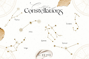 Zodiac Celestial Constellations Set