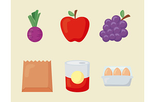 six groceries icons, a Food Illustration by studiogstock
