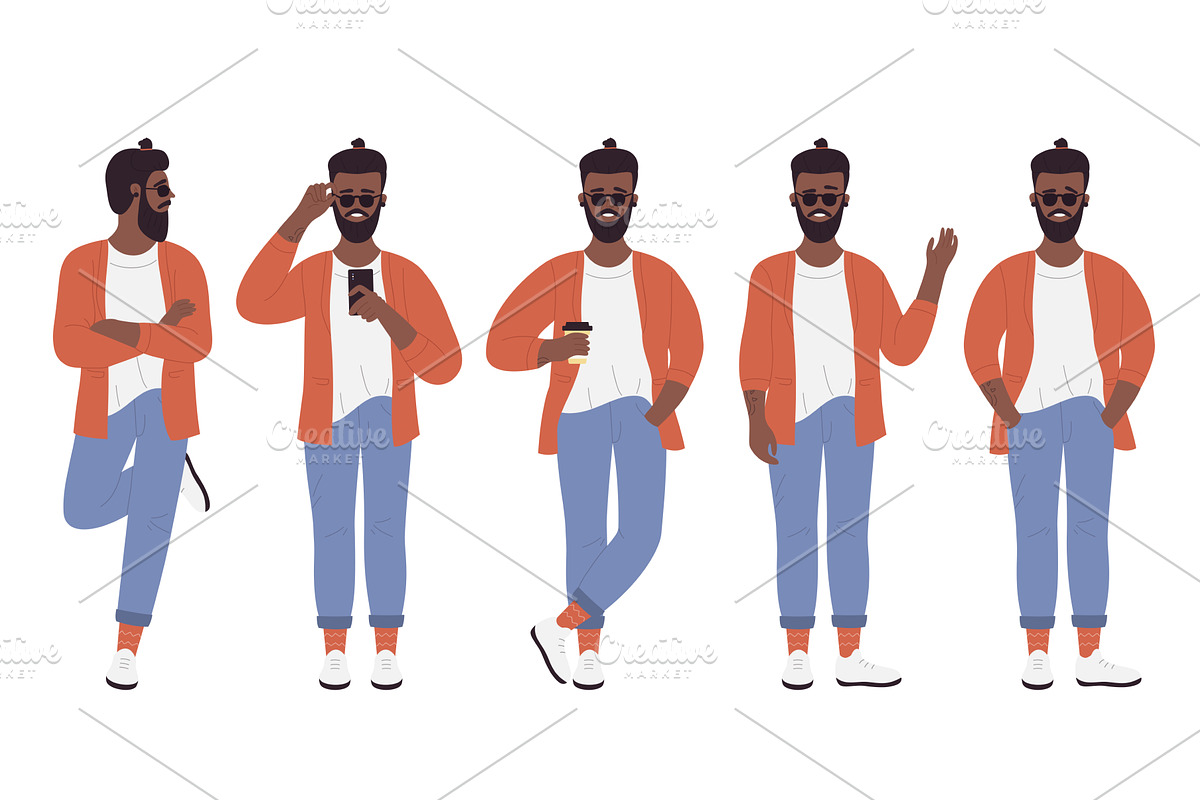 Stylish Afro Hipster in Various, an Object Illustration by Flashvector