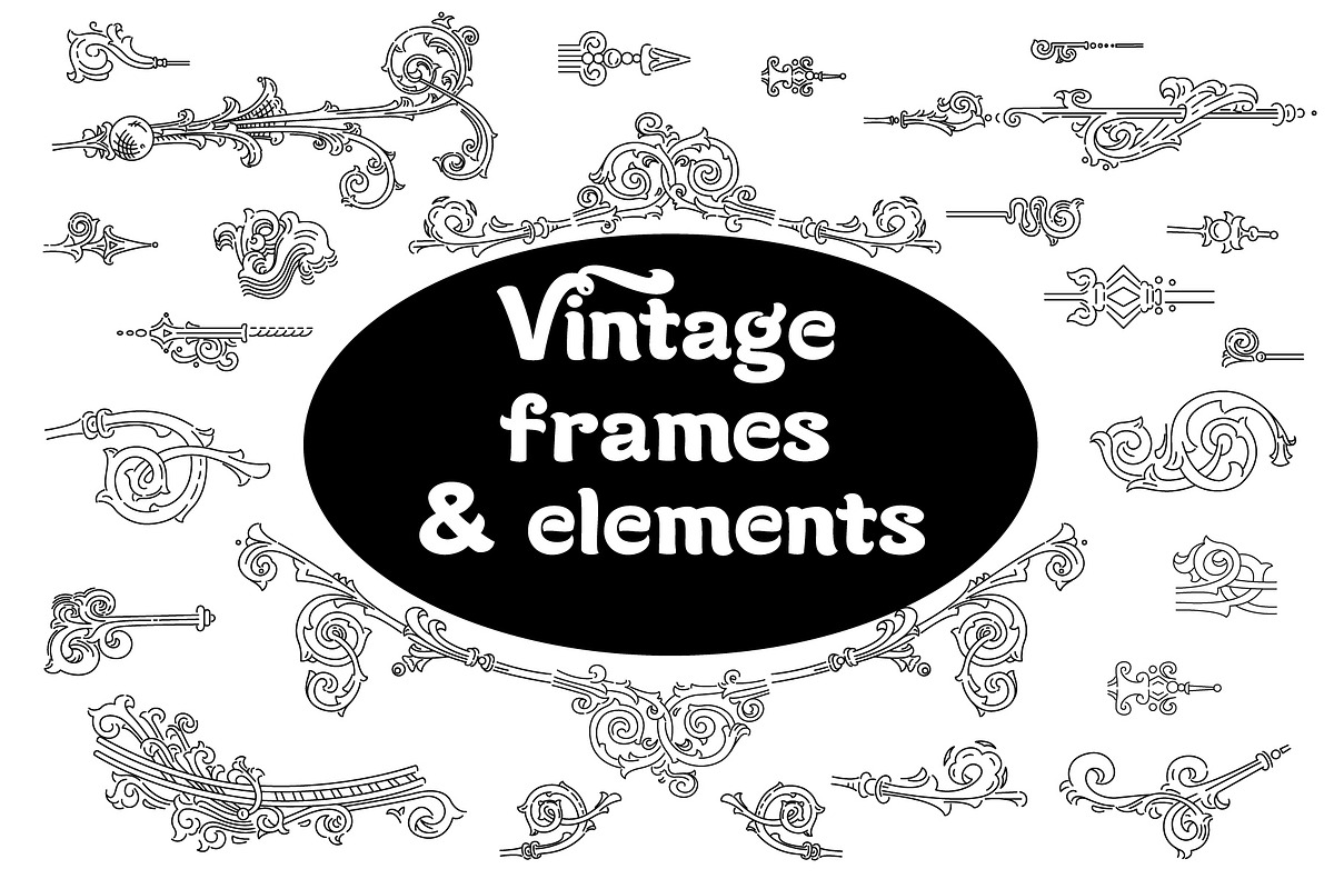 Vintage frames and elements. Big set, a Pattern Graphic by ZotovShop (Photo 1 of 12)