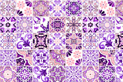 Purple Portuguese Azulejo Tiles Set4, a Pattern Graphic by ilonitta (Thumbnail 7 of 10)