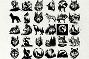 Wolf SVG Bundle. Howling Wolf, an Animal Illustration by DENIDigitalArtSudio (Thumbnail 3 of 8)