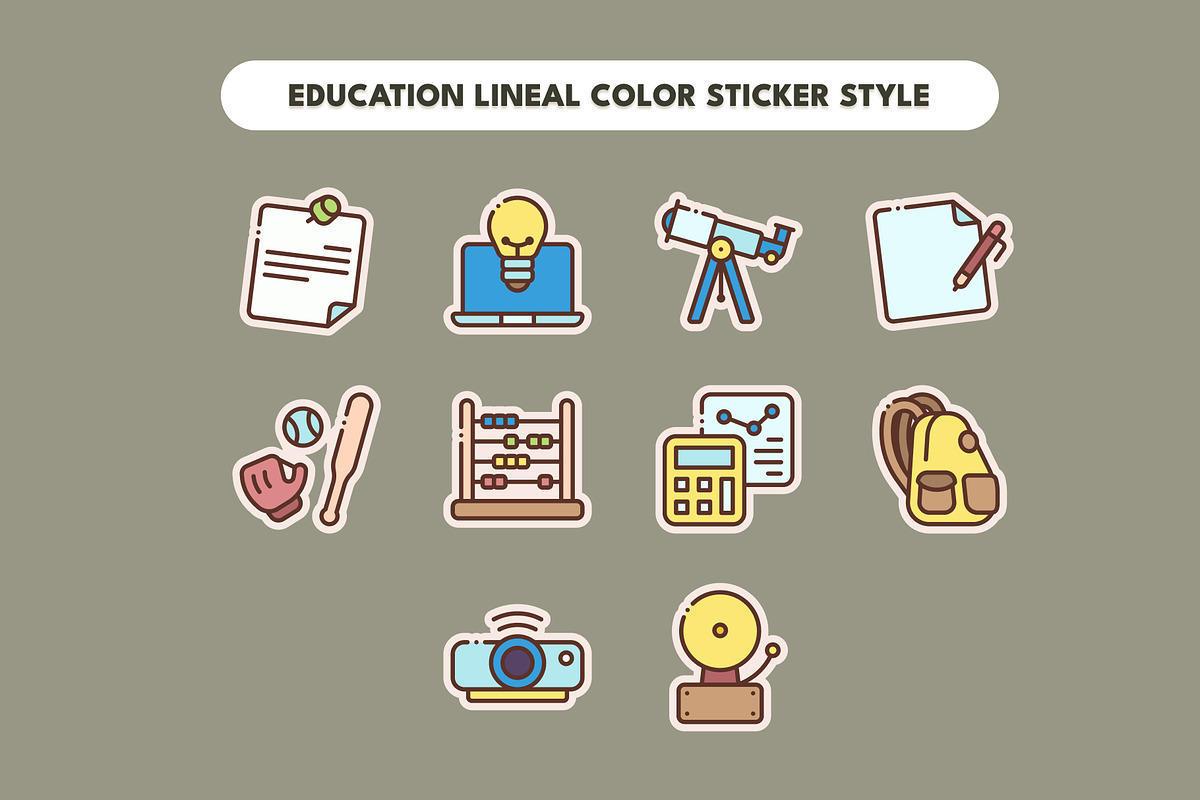 30 EDUCATION LINEAL COLOR STICKER, an Object Graphic by agusrahar (Photo 4 of 4)