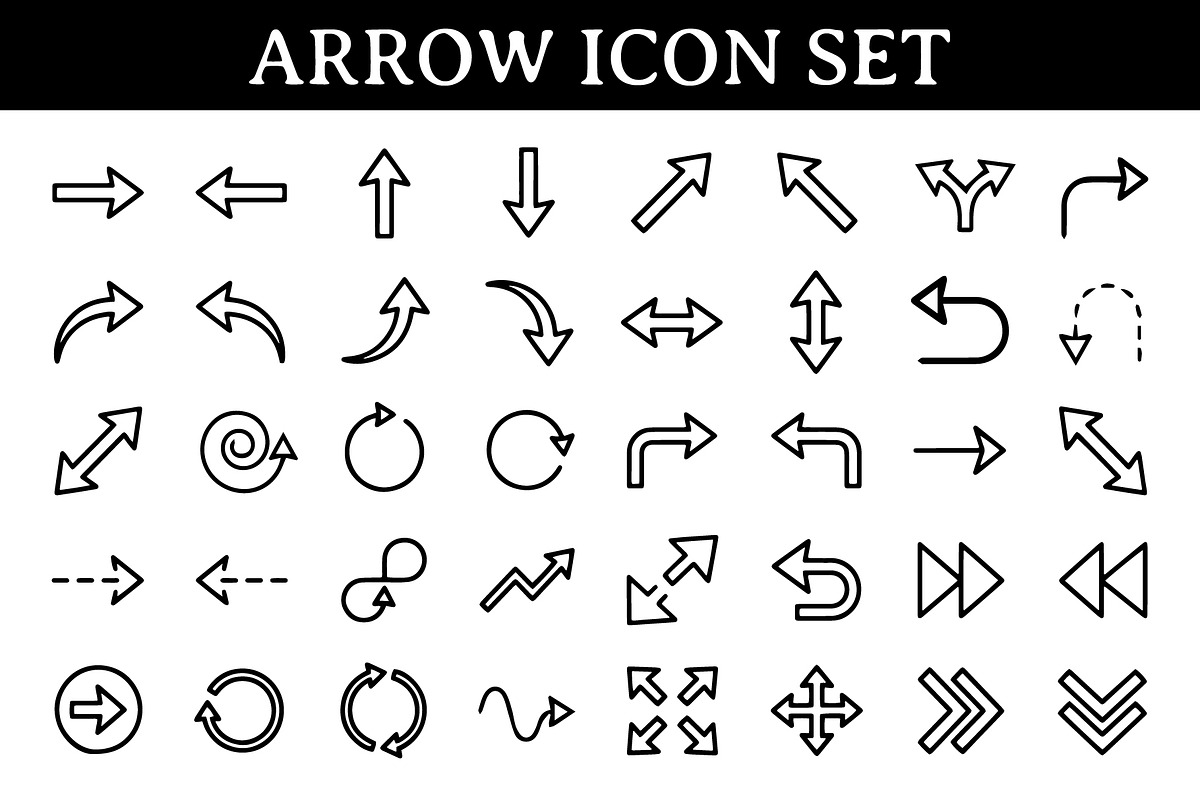Minimal Monoline Arrow Icon Set, an Outline Icon by nandinigraphics (Photo 2 of 3)